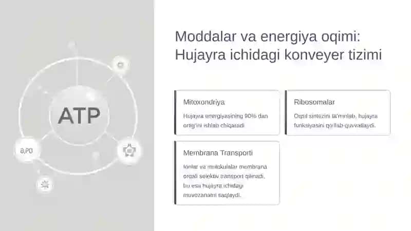 Hujayrada moddalar, energiya va ma'lumotlar oqimi hamda proliferatsiya muammolari: Tibbiyotda yangi qarashlar 3