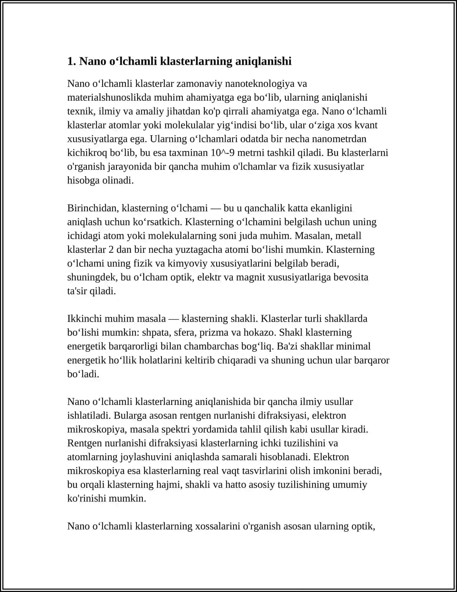 NANO OʻLCHAMLI KLASTERLAR VA KRISTALLAR 3