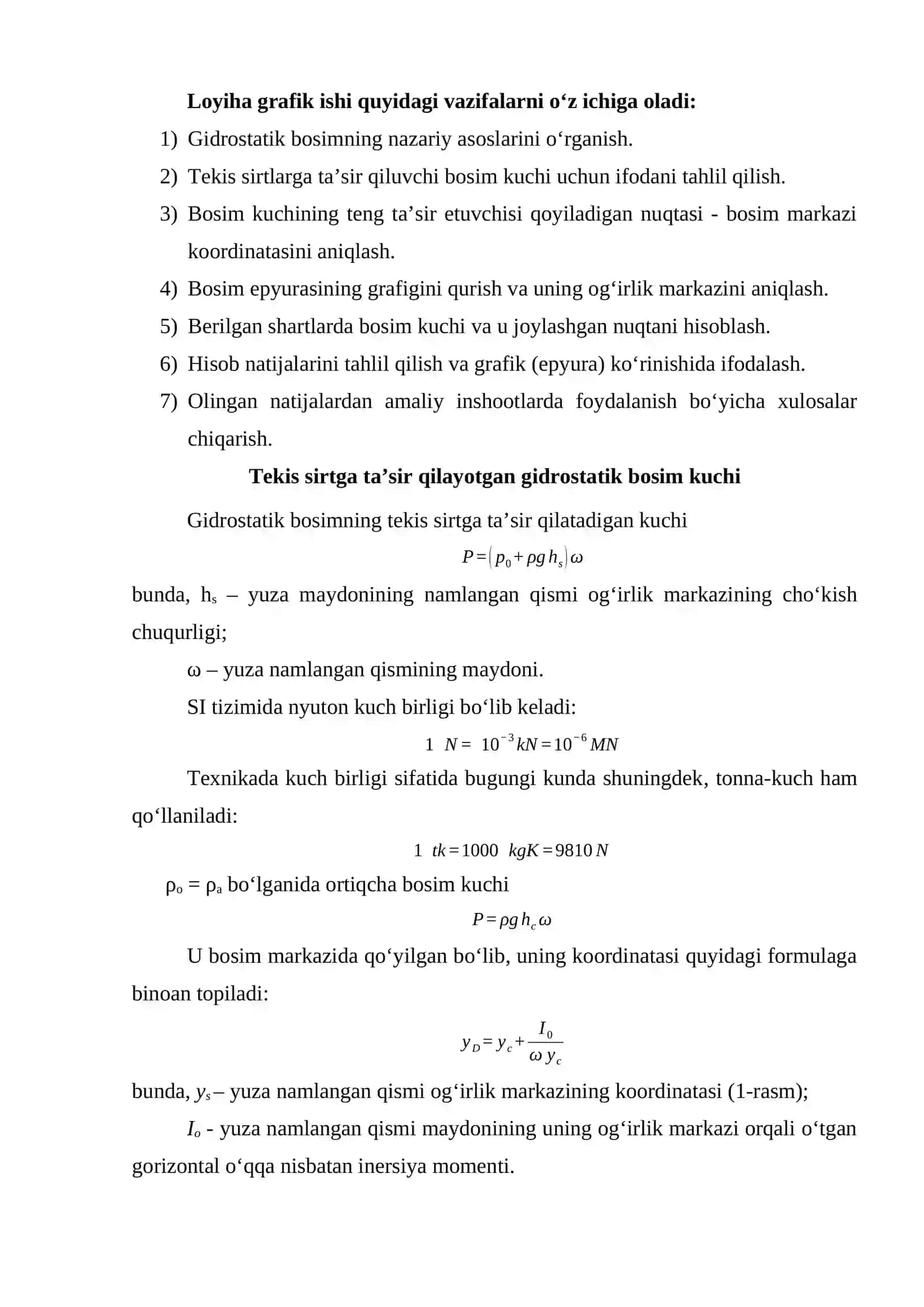 Tekis sirtga ta’sir etayotgan gidrostatik bosim kuchini aniqlash 3