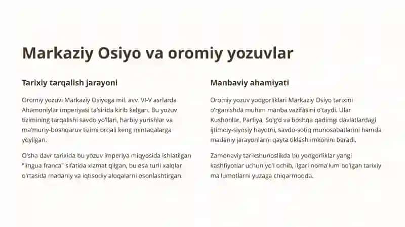 Oromiyyo zoviyodgorliklarida Markaziy Osiyoning tarixiy jarayonlari talqini 3