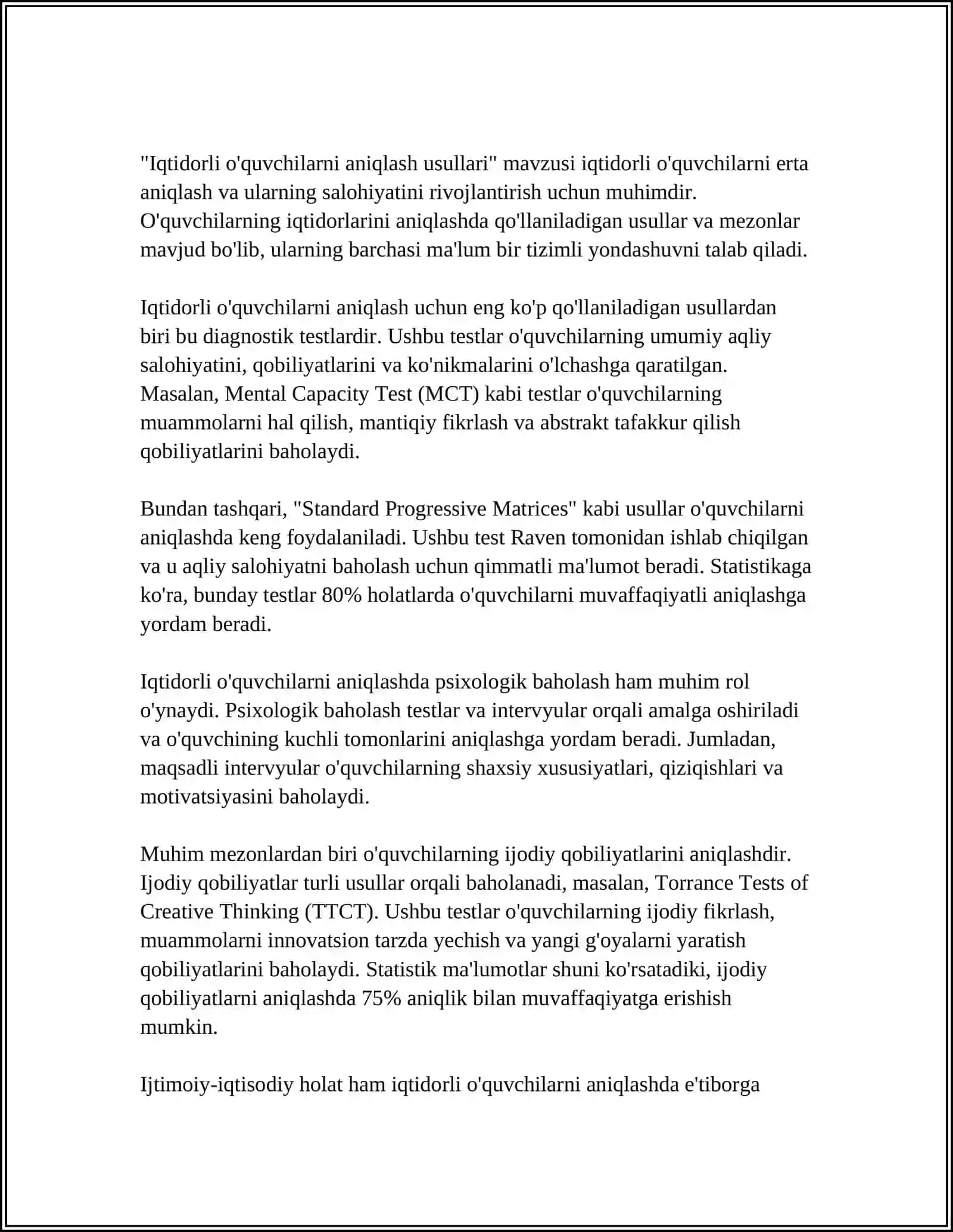BOSHLANGʻICH SINFDA MATEMATIKADAN IQTIDORLI OʻQUVCHILAR BILAN ISHLASH(3-SINF MISOLIDA) 3