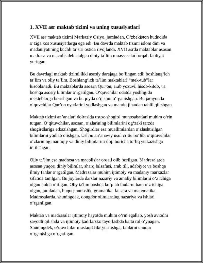 XVII-XIX ASRNING BIRINCHI YARMIDA TARBIYA, MAKTAB VA PEDAGOGIK FIKRLAR 3