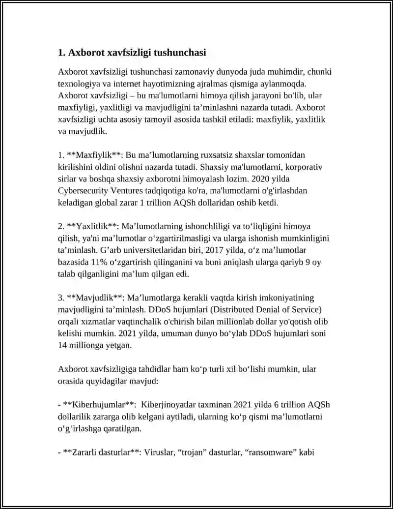 Axborot Xavfsizligi Tushunchasi va Zarurati 3
