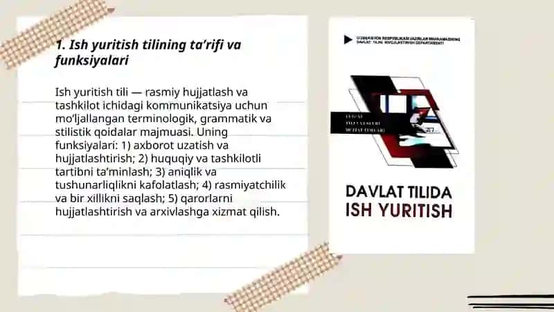 Ish yuritish tili va uslubi. Hujjat turlari va xususiyatlari 3