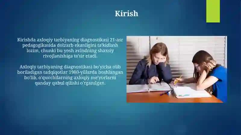 O'quvchilarning axloqiy tarbiyalanganligini tashxis etish metodi 3