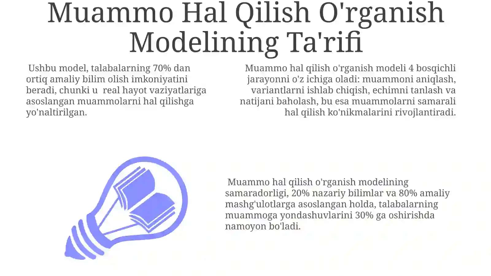 Muammoni hal qilishni oʻrganish modeli 3