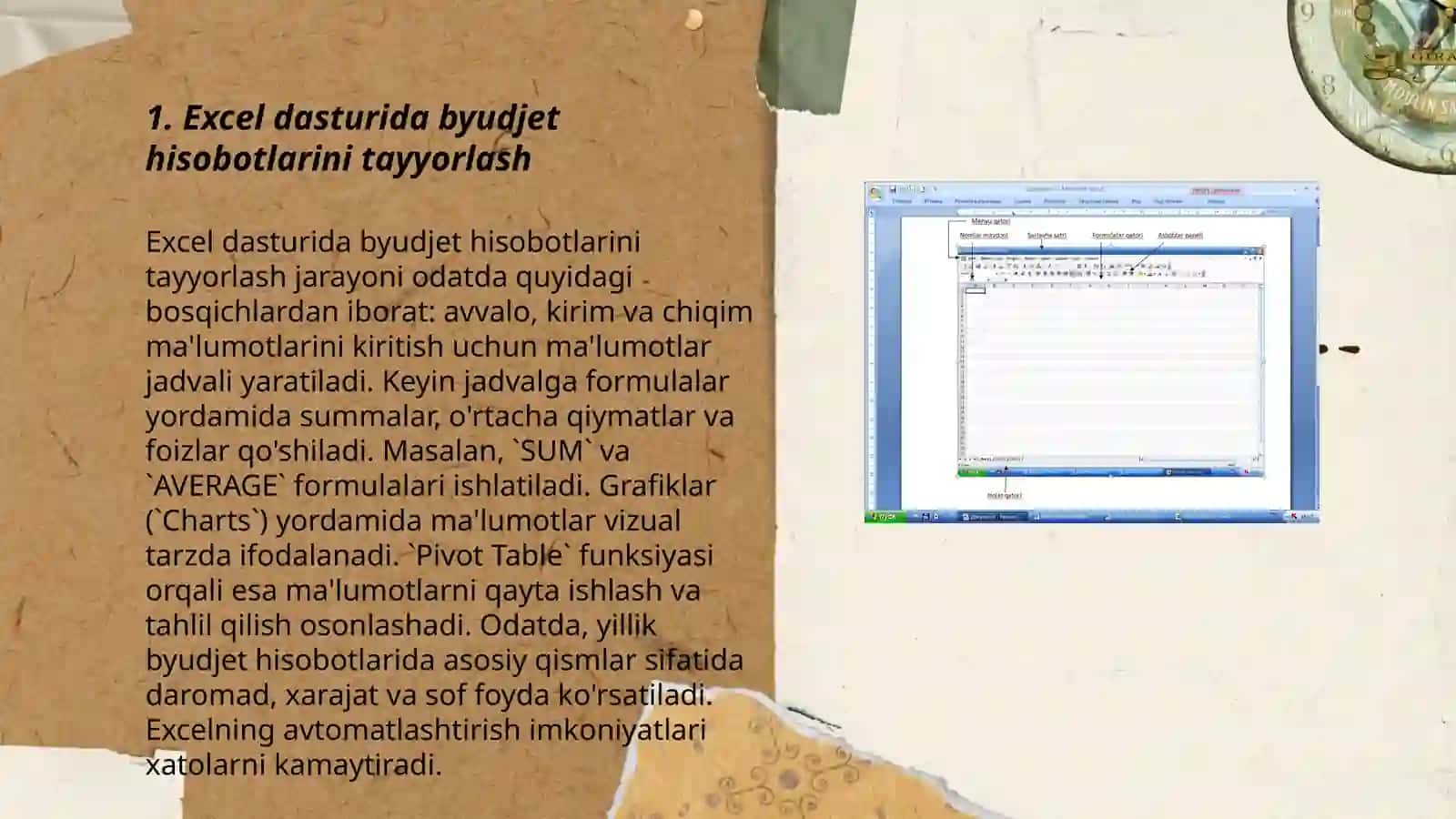 Excel dasturida turli hisobotlar tayorlash 3