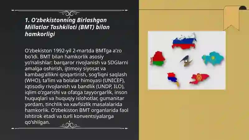 O'zbekistoning xalqaro tashkilotlar bilan hamkorlik aloqalari 3