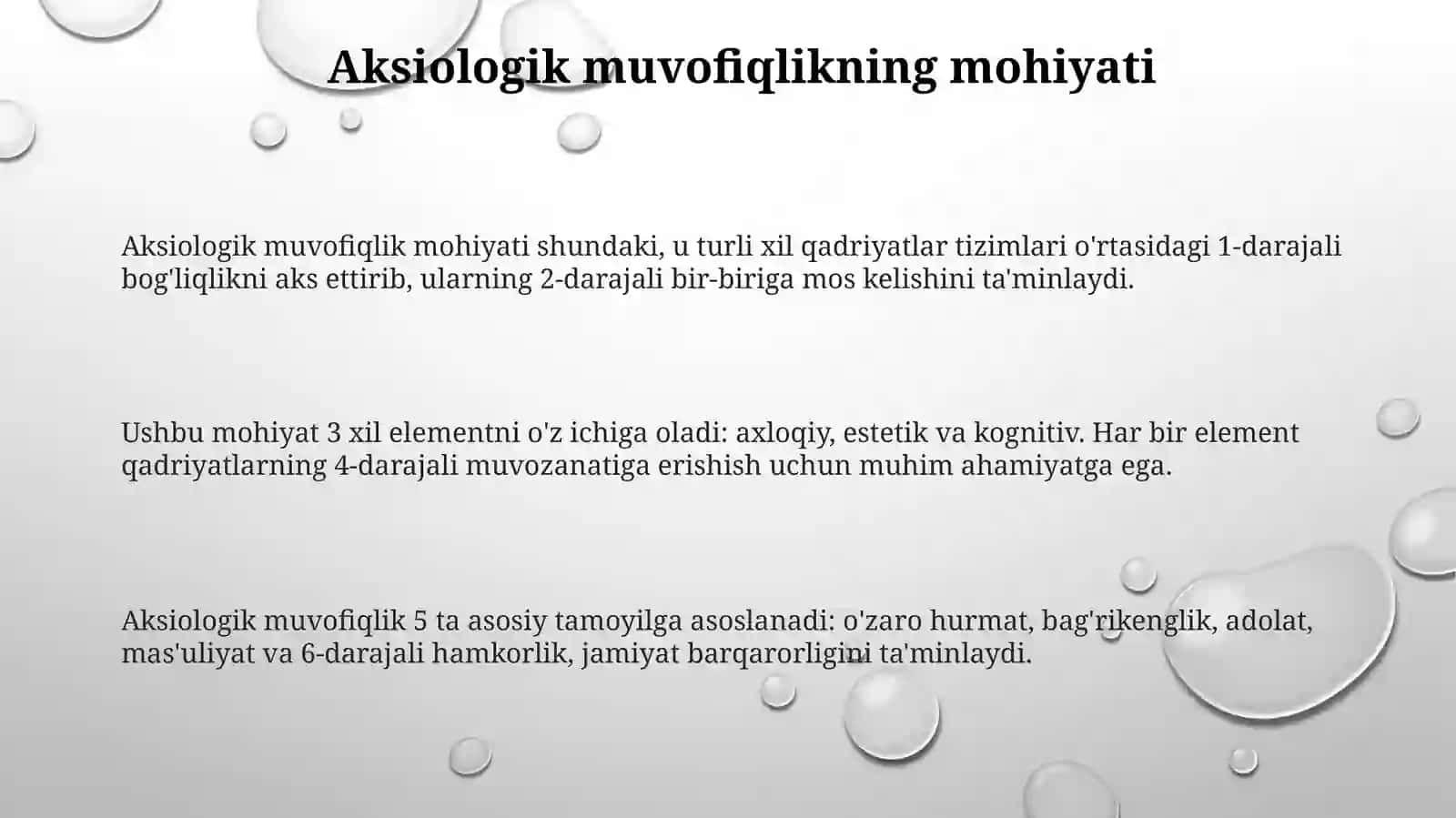 Aksiologik aloqadorlik mutanosibli va uygʻunlik 3