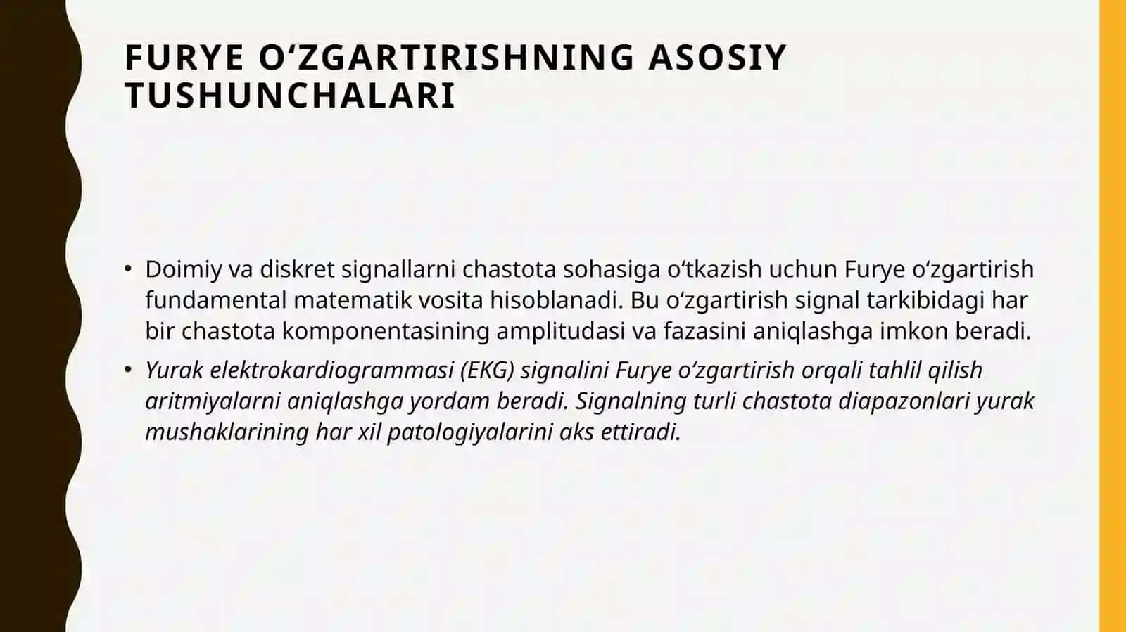 Furye o‘zgartirish, Nyquist teoremasi va signal filtrlash usullari 3