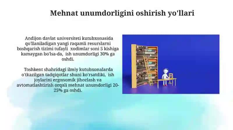 Kutubxona-axborot faoliyatini normalashtirish va mehnatni ilmiy asosda tashkil etish 3
