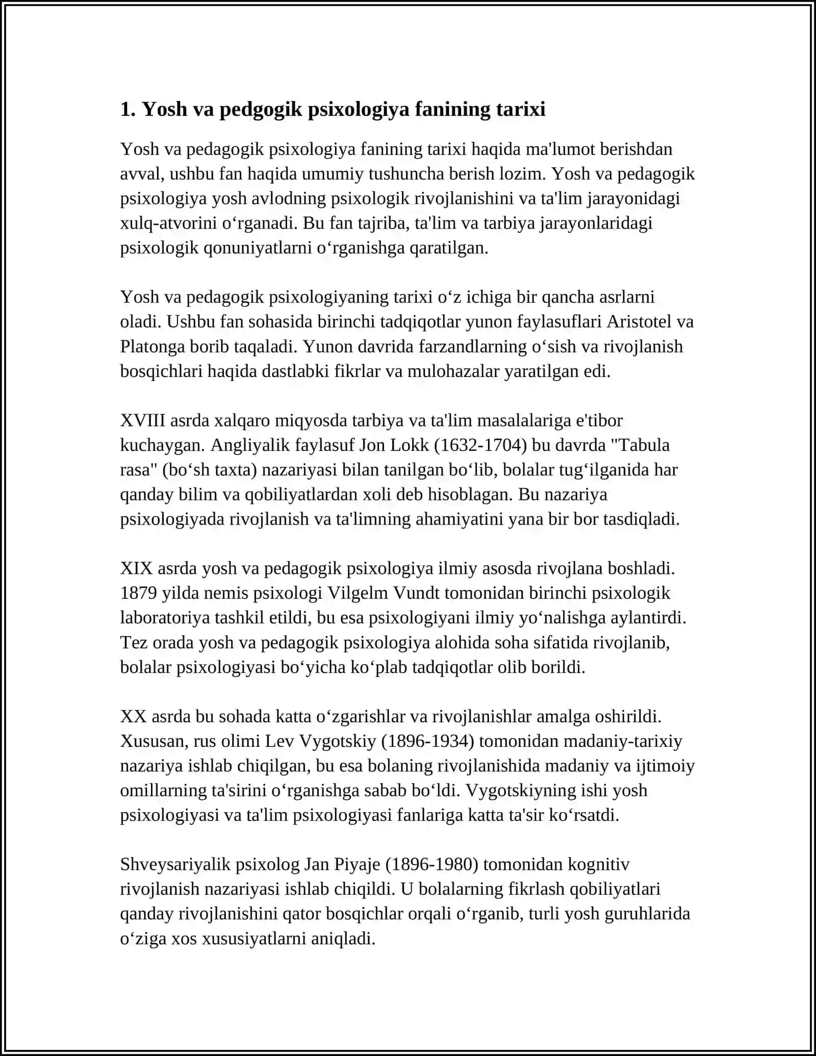 YOSH VA PEDAGOGIK PSIXOLOGIYA FANINING RIVOJLANISHI, ONTOGENEZNING ILK BOSQICHLARIDA PSIXIK RIVOJLANISH 3