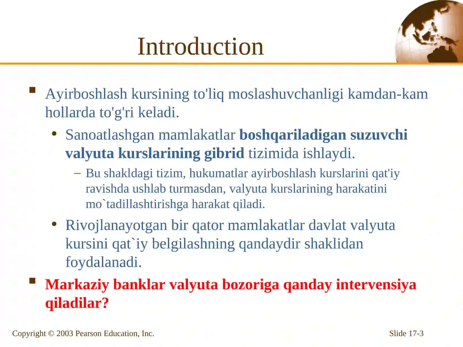 Mavzu 7. Qat`iy belgilangan valyuta kurslari va valyuta intervensiyalari 3