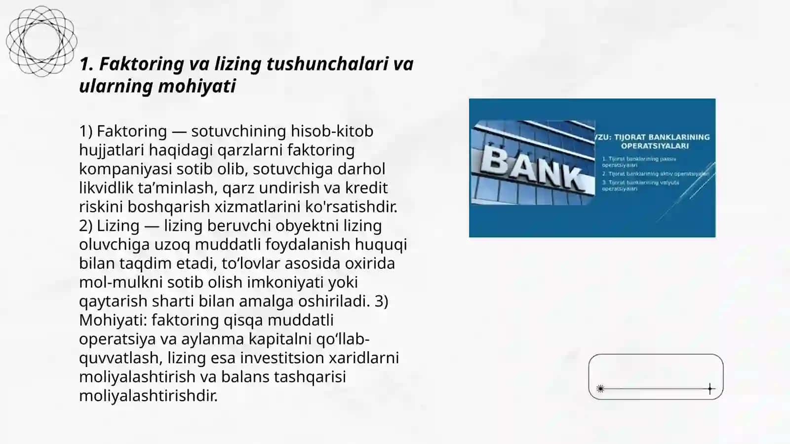 Faktoring va Lizing operatsiyalari 3
