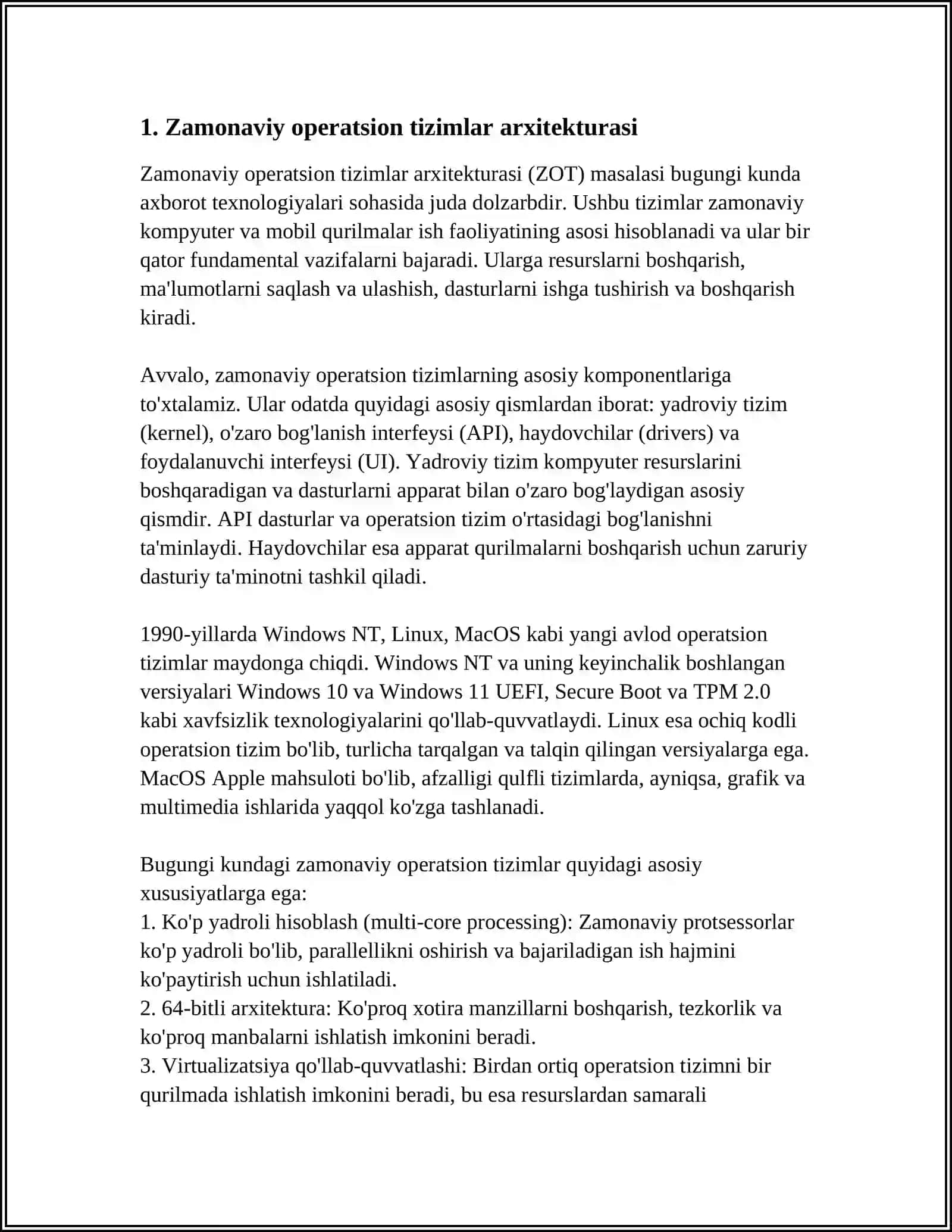 Zamonaviy operatsion tizimlar tahlili 3