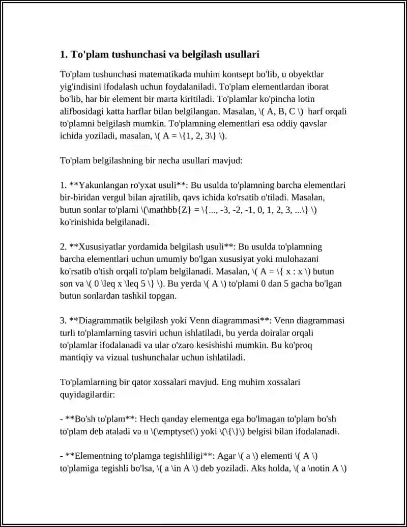 TO'PLAMLAR VA ULAR USTIDA AMALLAR. HAQIQIY SONLAR TO'PLAMI VA UNING XOSSALARI 3