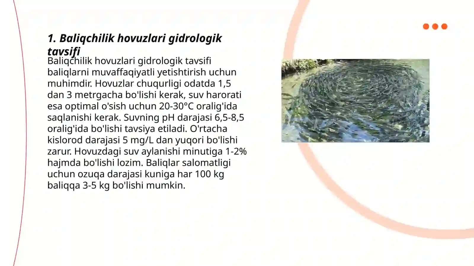 Baliqchilik hovuzlari gidrologiyasi, gidrokimyosi va gidrobiotsenozi 3