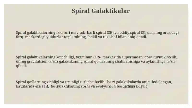 Tashqi galaktikalar: ularning sinflari (spiral, elliptik va noto‘g‘ri) 3