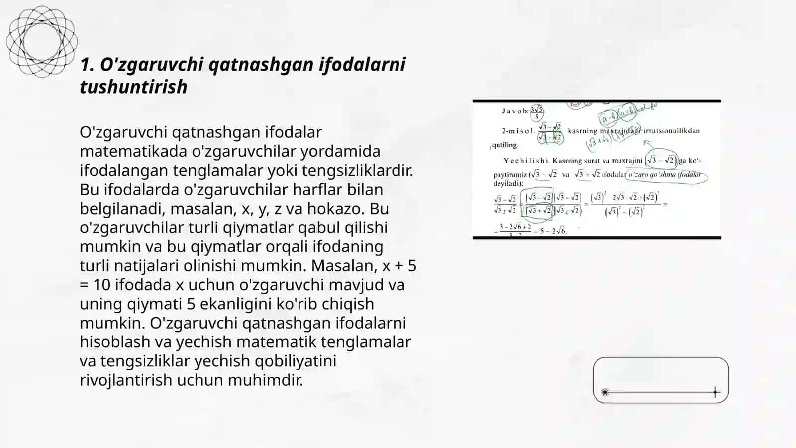 Tenglik va tengsizlik Sonli tenglik, tengsizlik va uni yechishga o'rgatish metodikasi 3