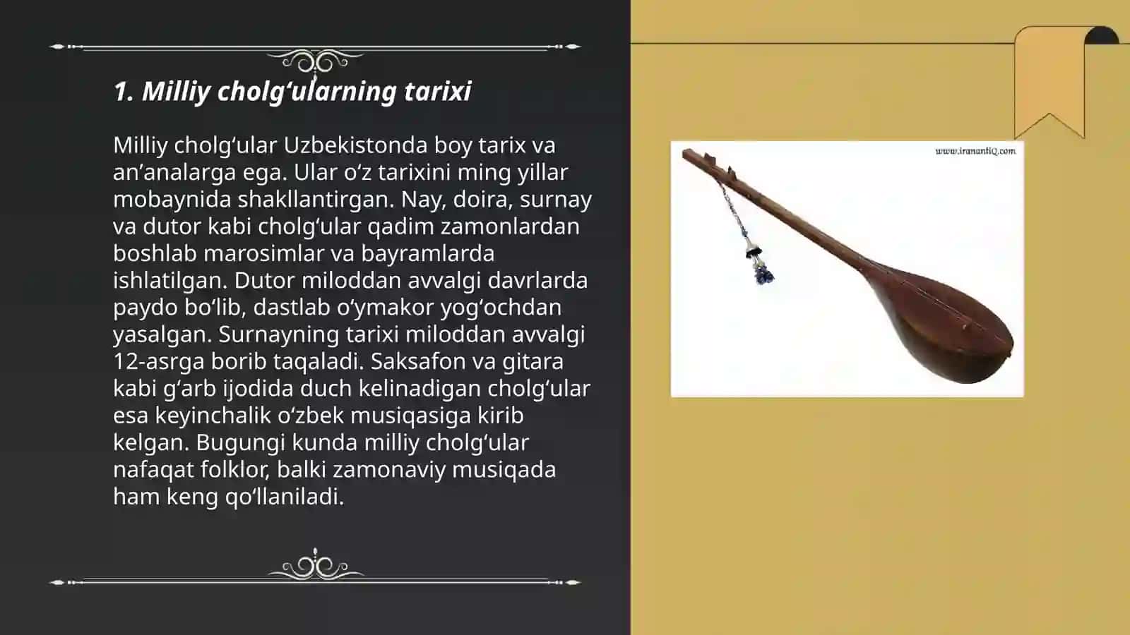 Milliy - an’anaviy cholgʻular va ularda musiqa ijrochiligi 3
