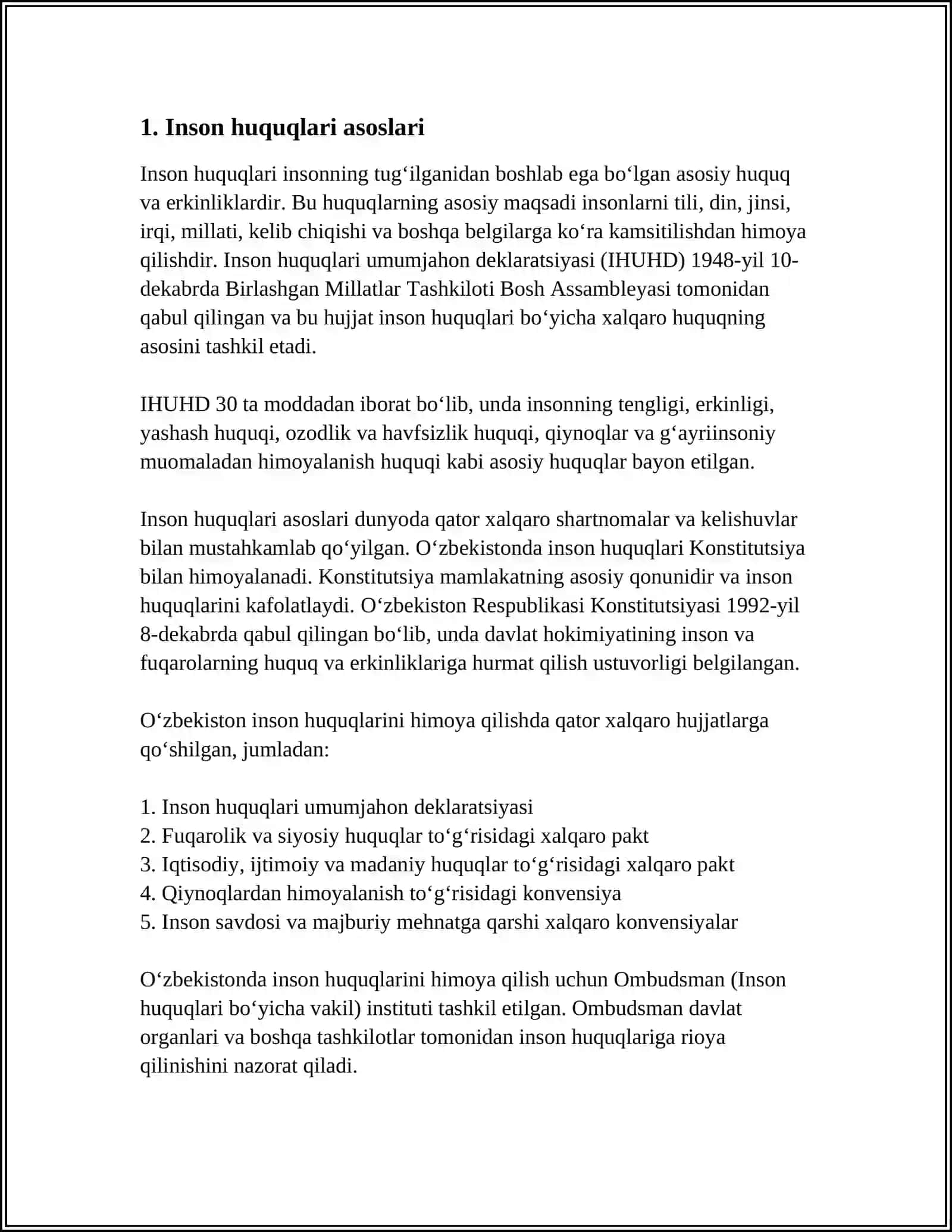INSONLARNING SHAXSIY HUQUQLARI VA ERKINLIKLARI 3