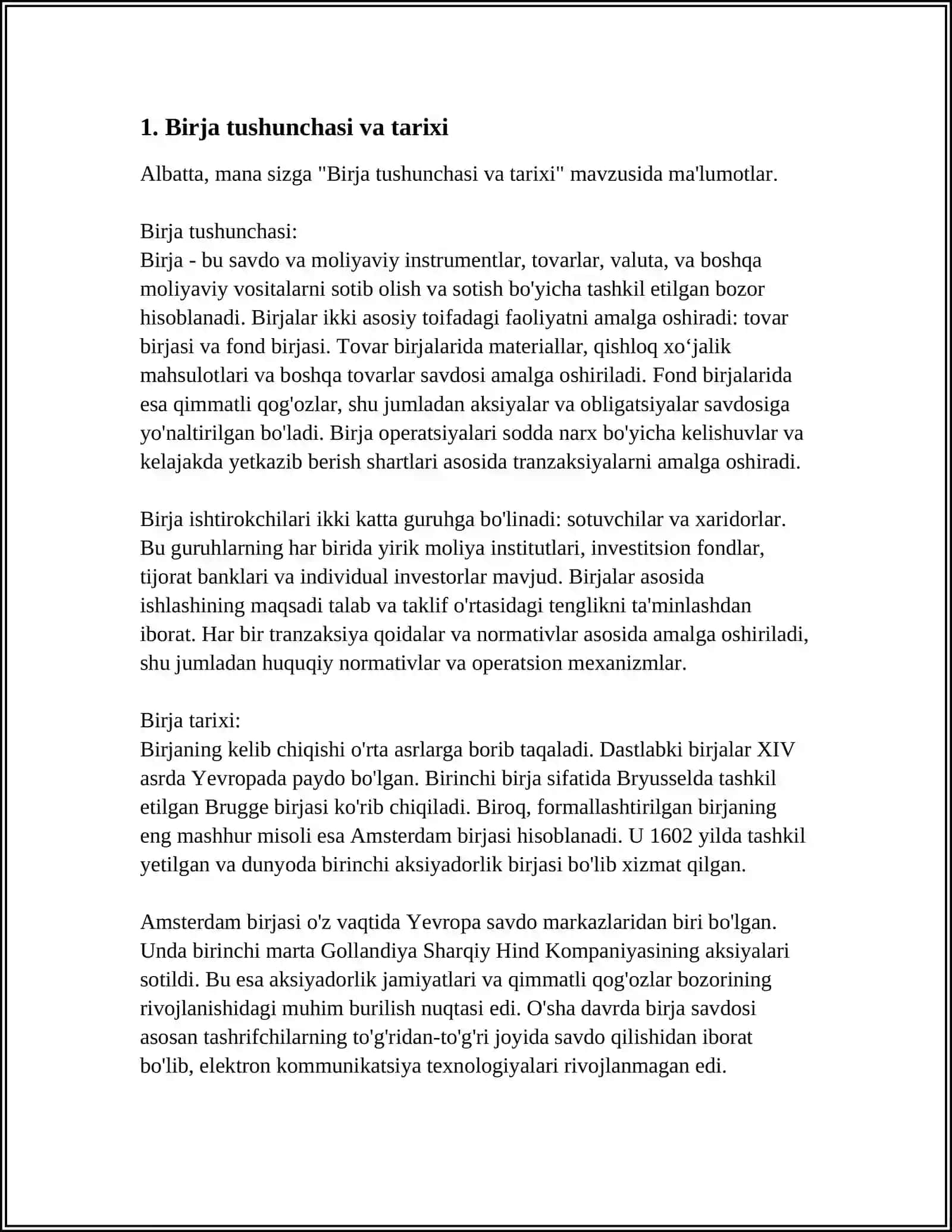 BIRJA TARIXI VA EVOLYUTSIYASI 3