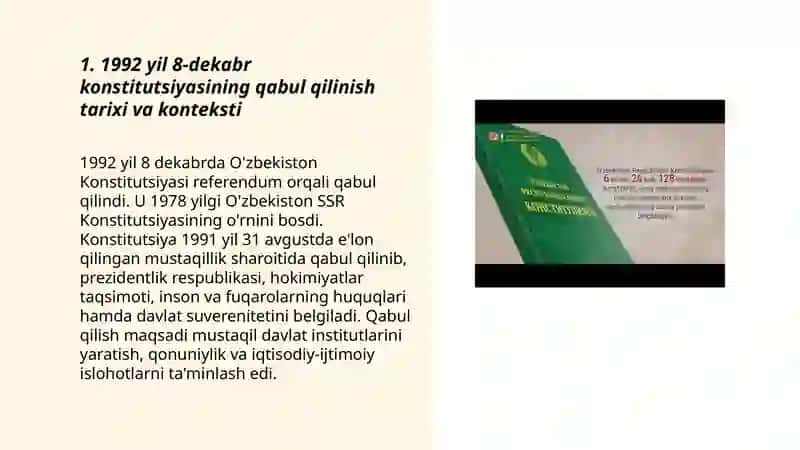 1992 yil 8-dekabrda O'zbekiston Respublikasi Konstitutsiyasini qabul qilinishi 3