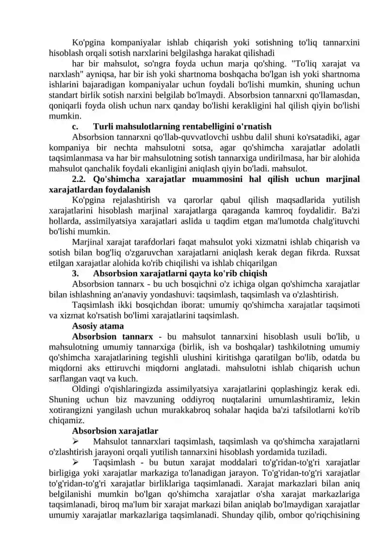 XARAJATLARNI HISOBLASH 3