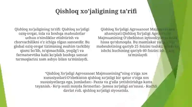Qishloq XoʻJaligi Agrosanoat Majmuasining Asosiy BoʻGʻIni Va Uning OʻZiga Xos Xususiyatlari 3