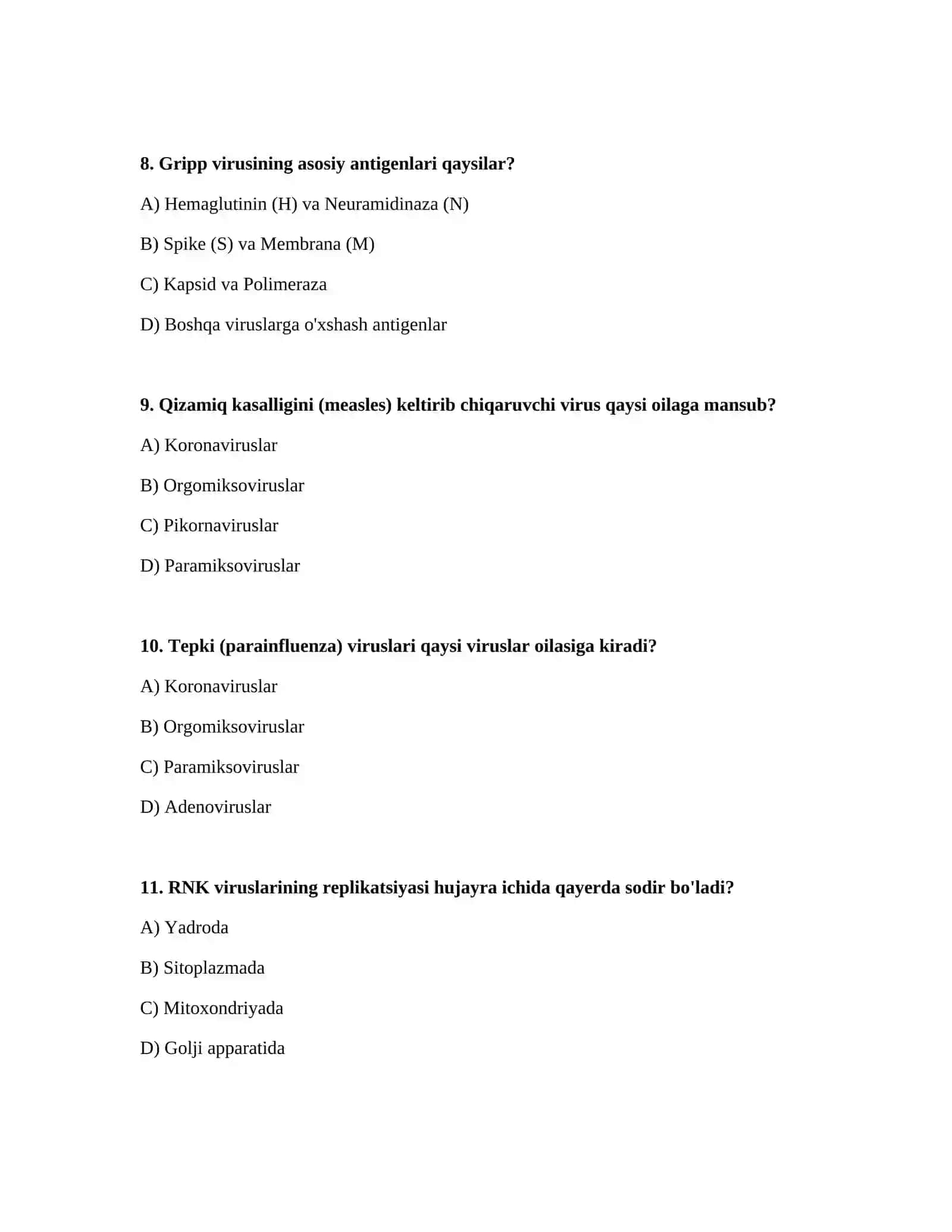 RN K viruslari - odamda respirator kasallik keltirib chiqaruvchi viruslar: ortomiksoviruslar (gripp). paramiksoviruslar lqizamiq. tepkil koronovirus!ar. Umumiy xusus'yatlari. Inson patologiyasidag i ro Virusologk diagonostikasi Maxsus profilaktikasi (Laboratoriya mashg'ulotari 3
