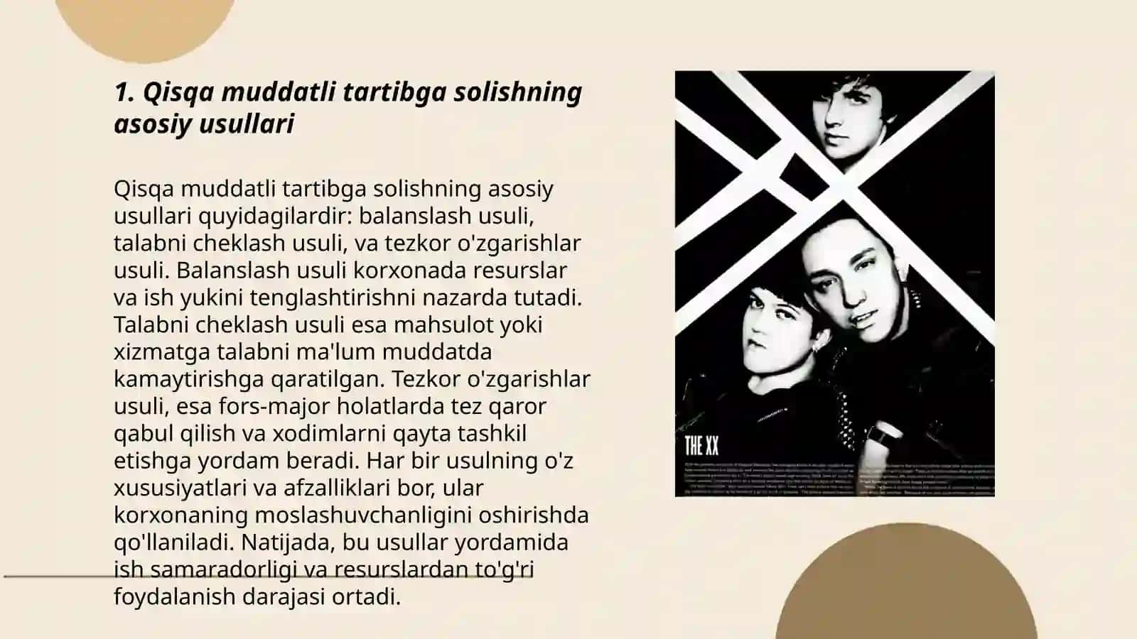 Qisqa va Uzoq Muddatli Tartibga Solish Usullari 3