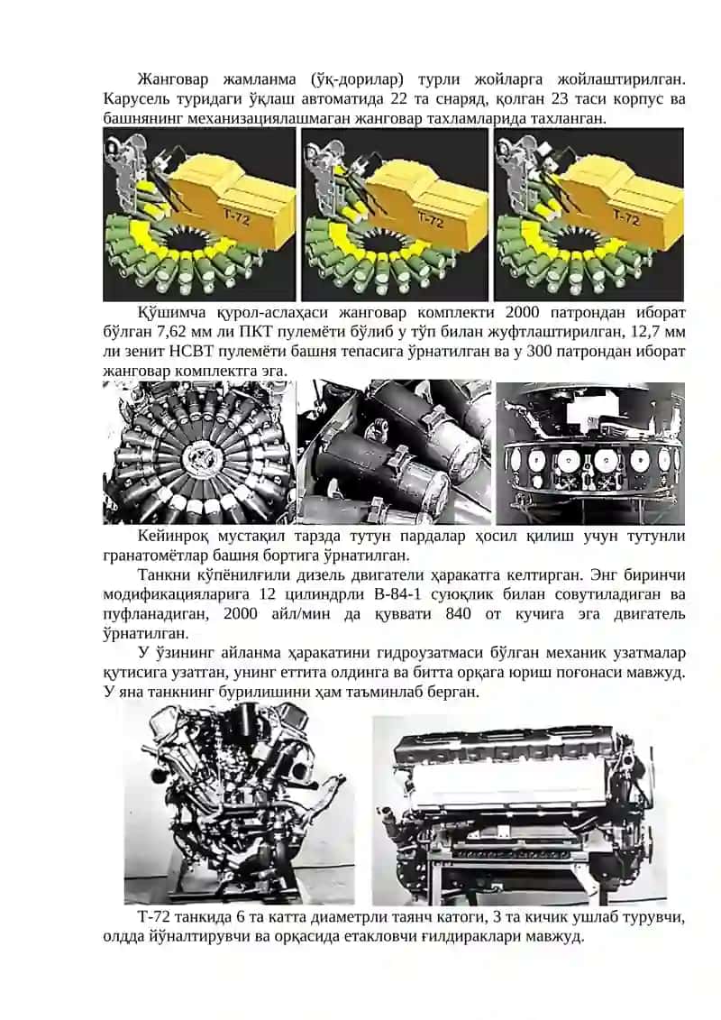 Танкларнинг тузилиши асослари. Танк Т-72 тузилиши асослари 3