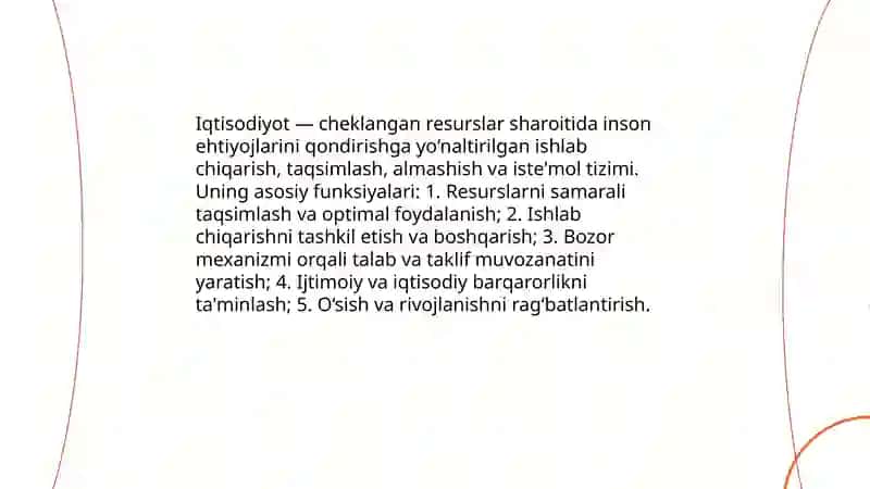 Iqtisodiyot va uning bosh masalasi. 3