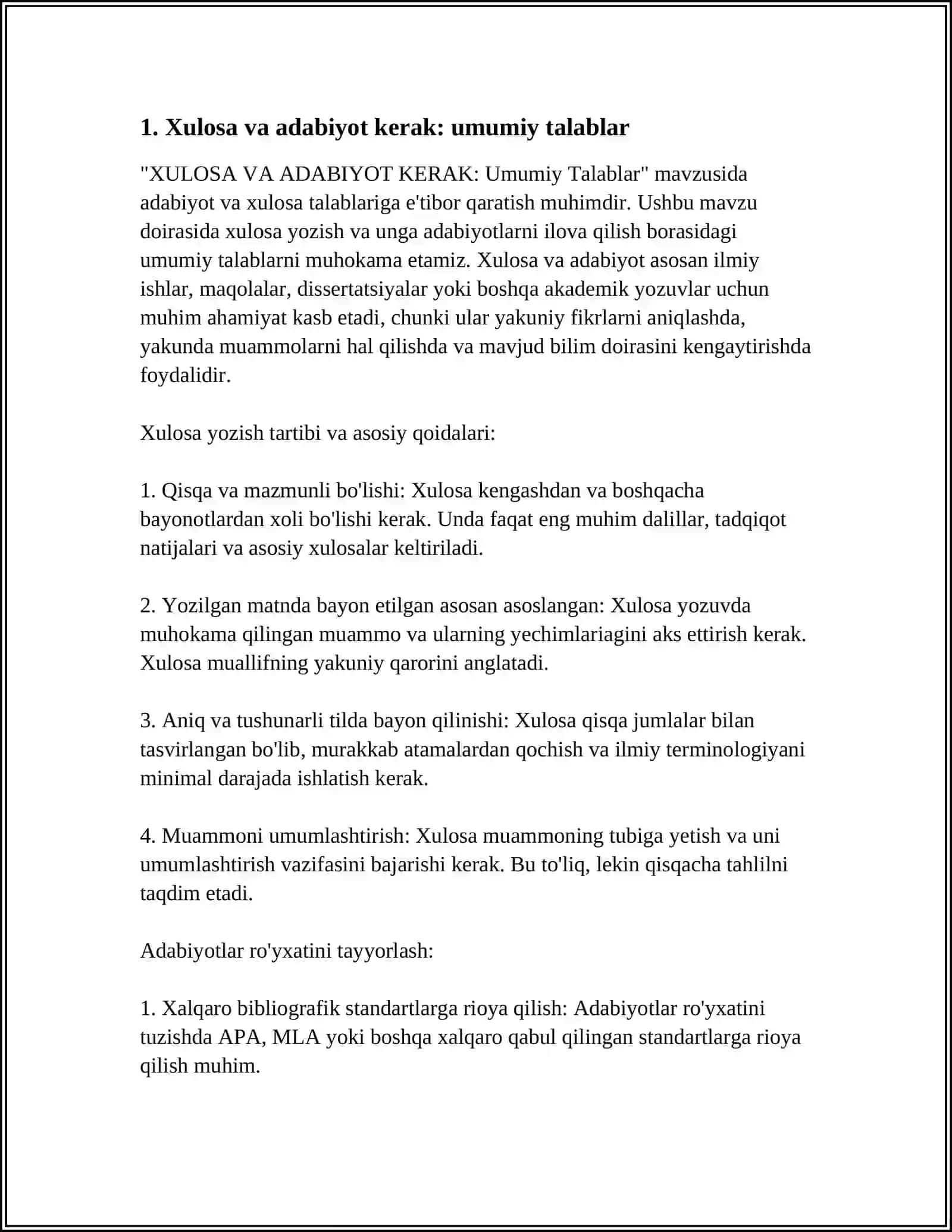 XULOSA VA ADABIYOT KERAK 3