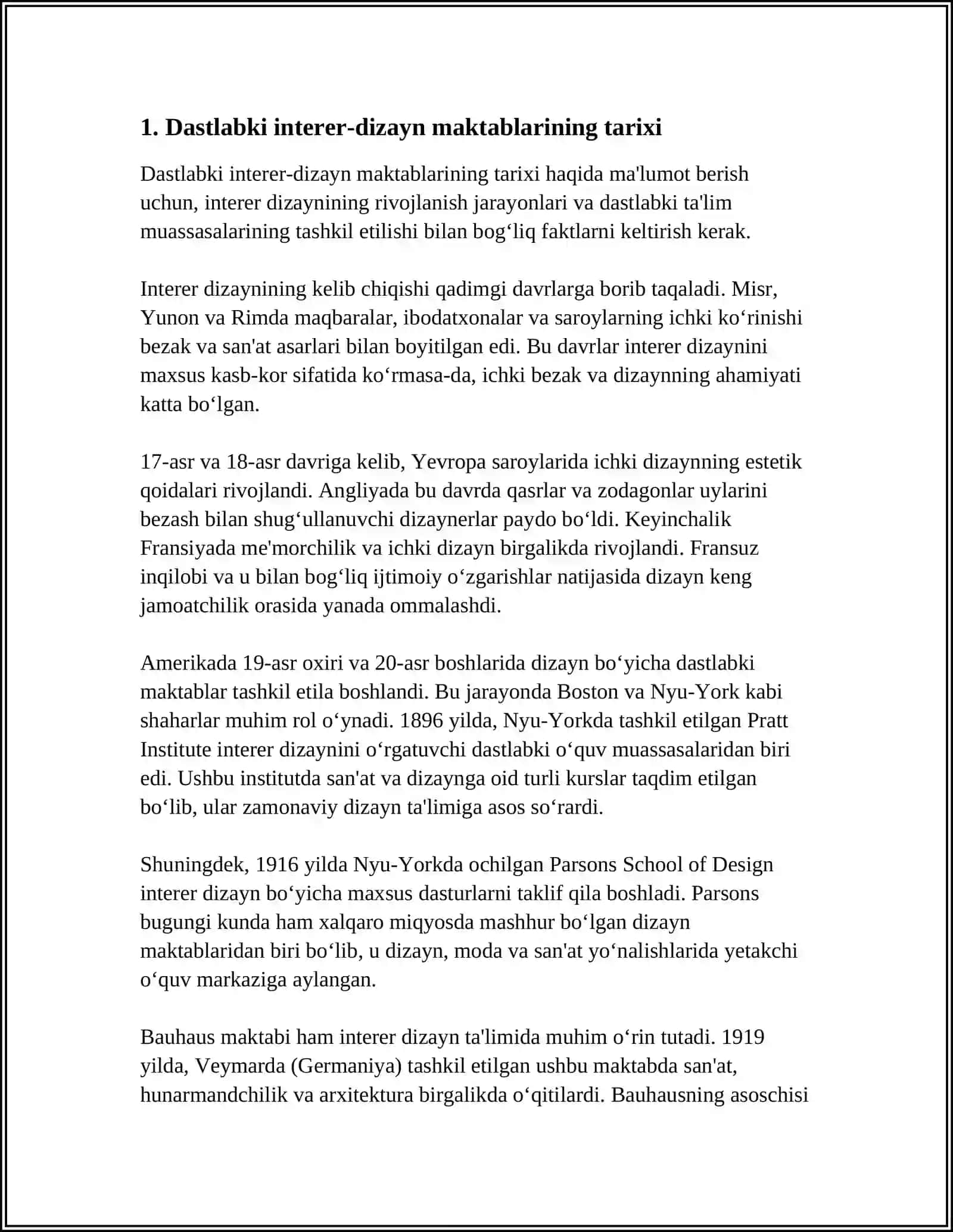 DASTLABKI INTERER-DIZAYN MAKTABLARINING TASHKIL TOPISH TARIXI 3