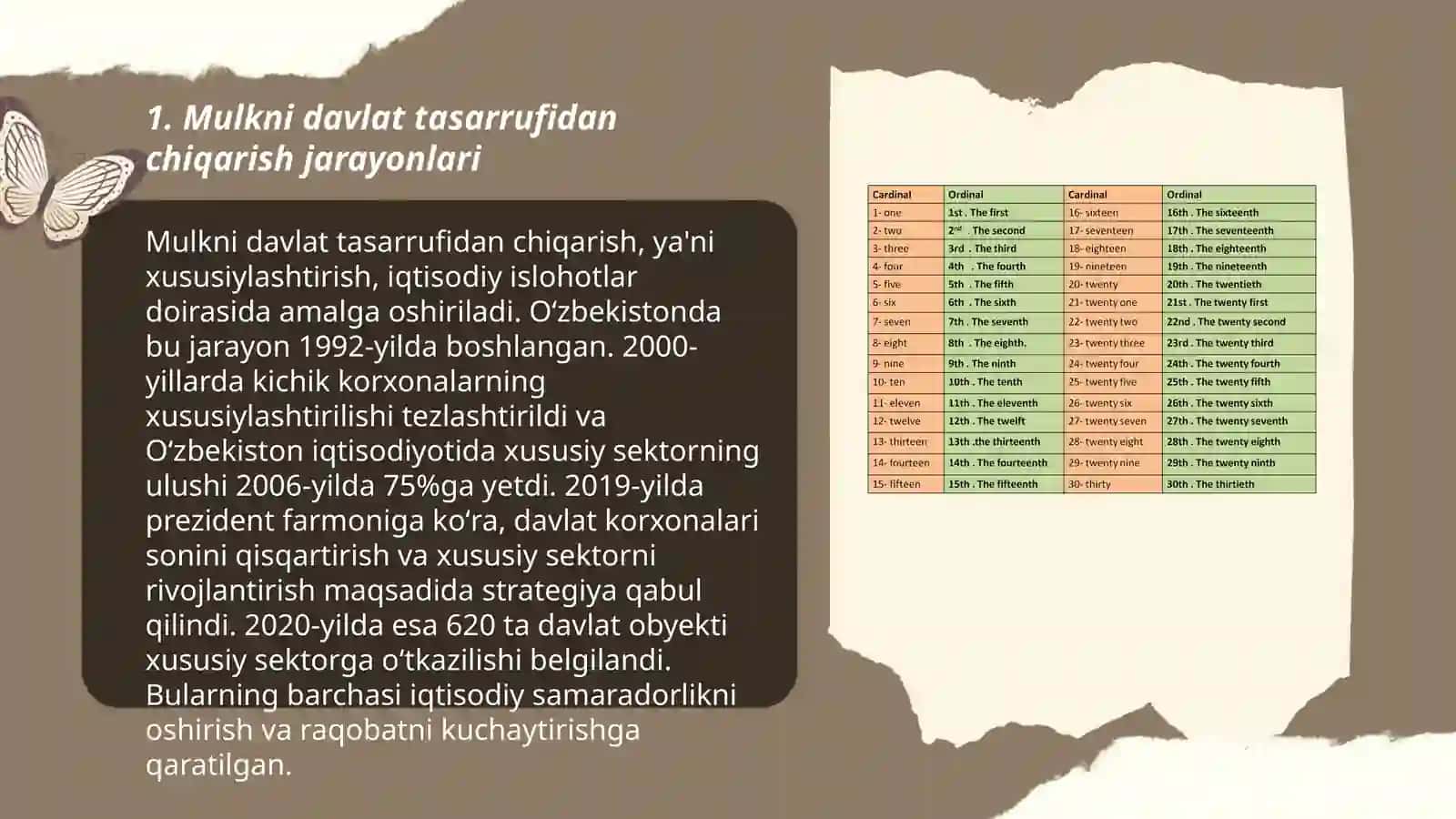 Mulkni davlat tasarrufidan chiqarish va nodavlat shakllariga o'tkazish jarayonlari 3