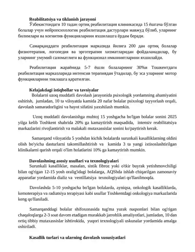 Uzoq muddatli kasalxonalarda davolanayotgan bolalar tavsifi va toifasi 3