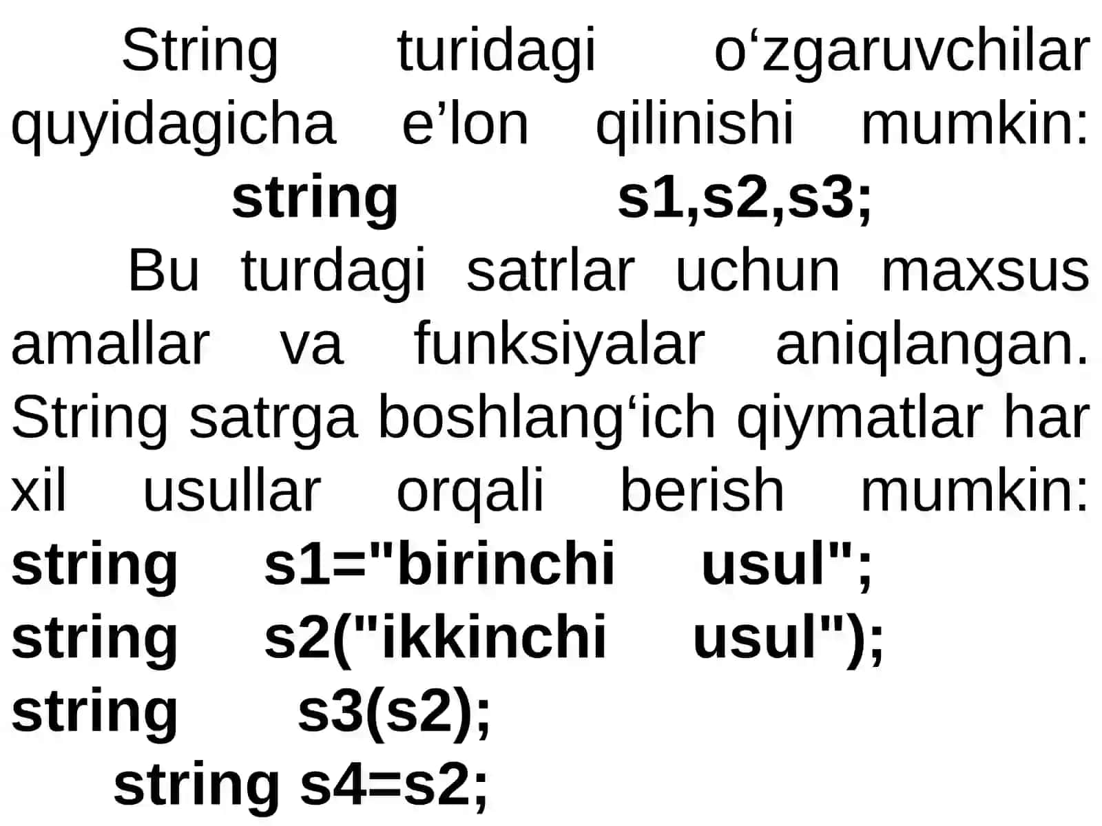 String turidagi satrlar 3