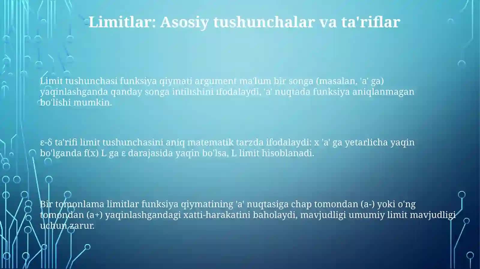 Limitlar: Asosiy tushunchalar va hisoblash usullari 3