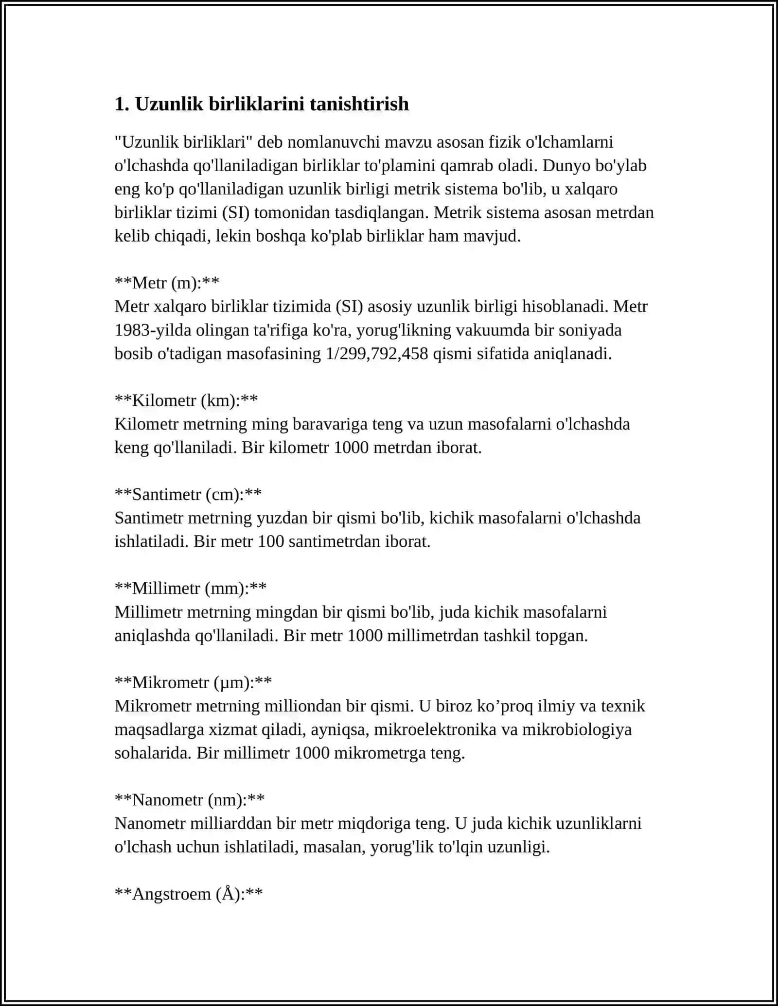 BOSHLANG’ICH SINFLARDA O’RGANILADIGAN UZUNLIK VA YUZA O’LCHOV BIRLIKLARINI TUSHUNTIRISH 3