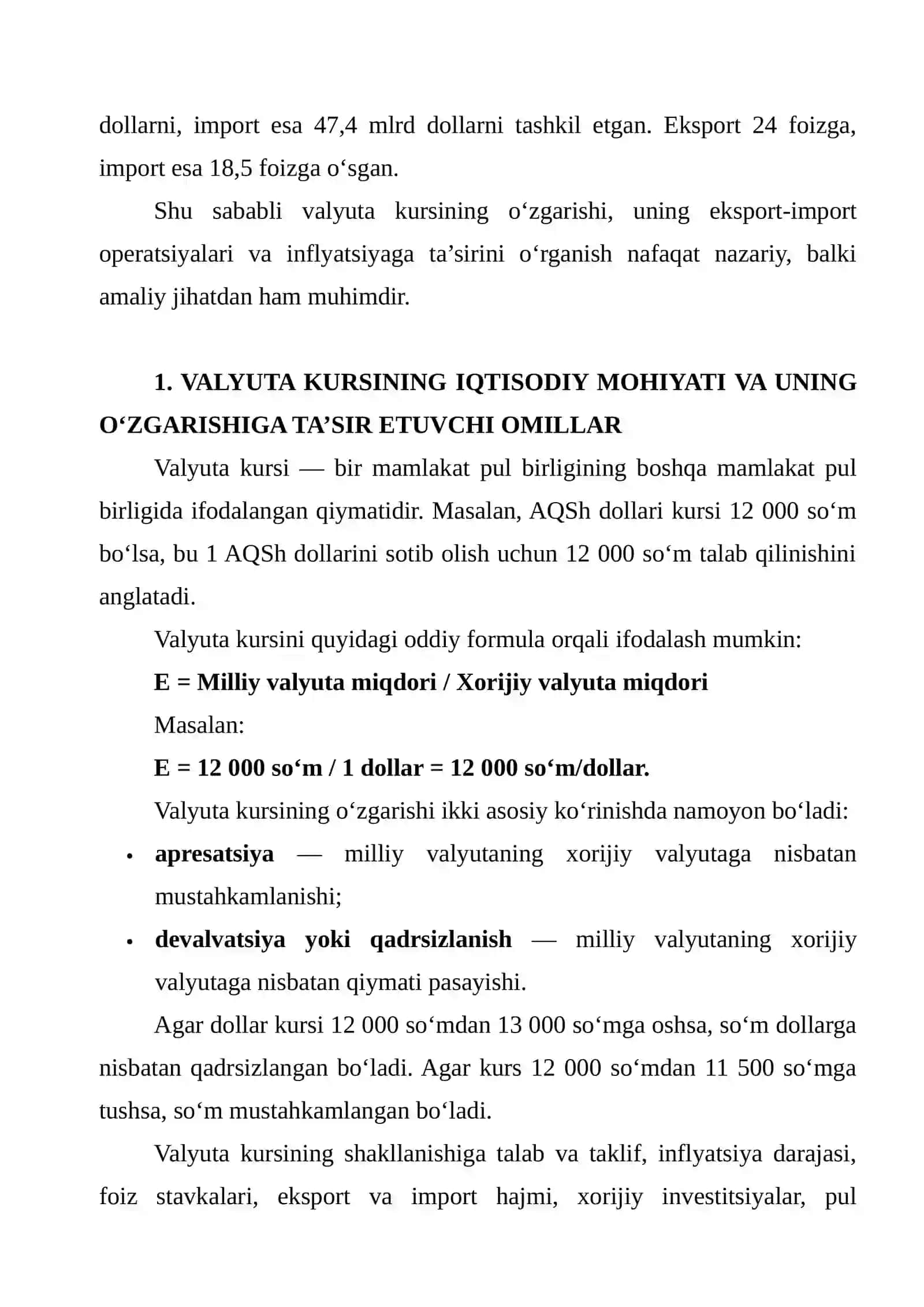 VALYUTA KURSINING O‘ZGARISHI HAMDA UNING EKSPORT, IMPORT VA INFLYATSIYAGA TA’SIRI BO‘YICHA TAHLIL 3