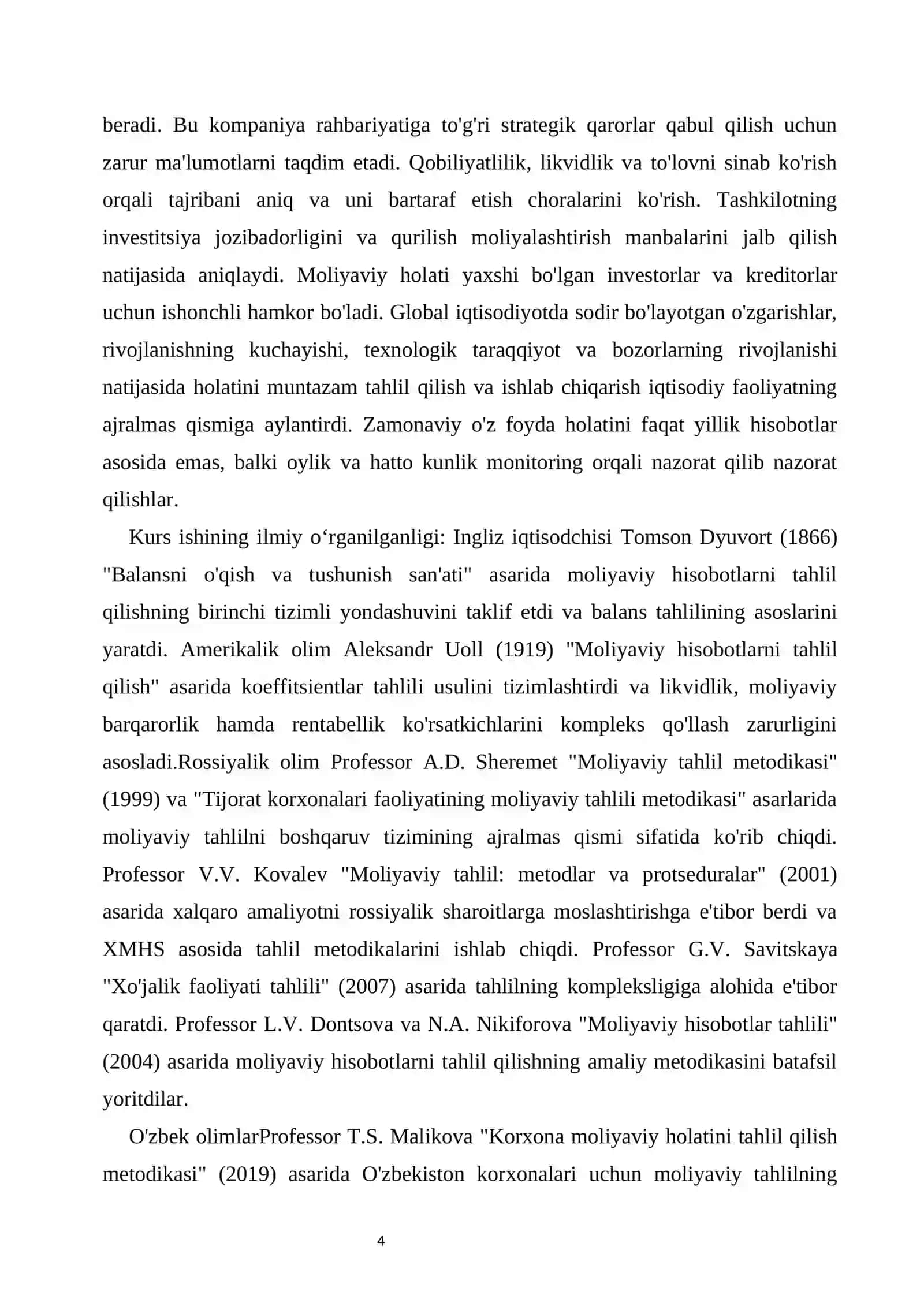 Korxona moliyaviy holatini baholashda iqtisodiy tahlil usullari va moliyaviy ko‘rsatkichlar tizimi 3