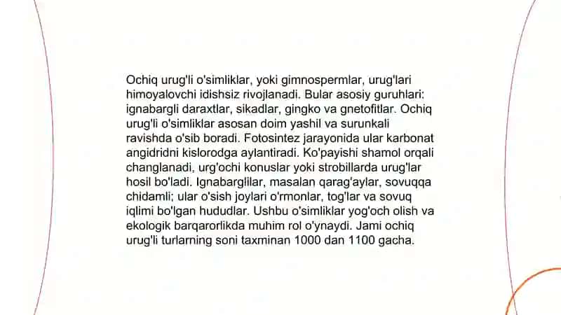 Ochiq urug'li o'simliklar va qishloq xo'jaligida ahamiyati 3
