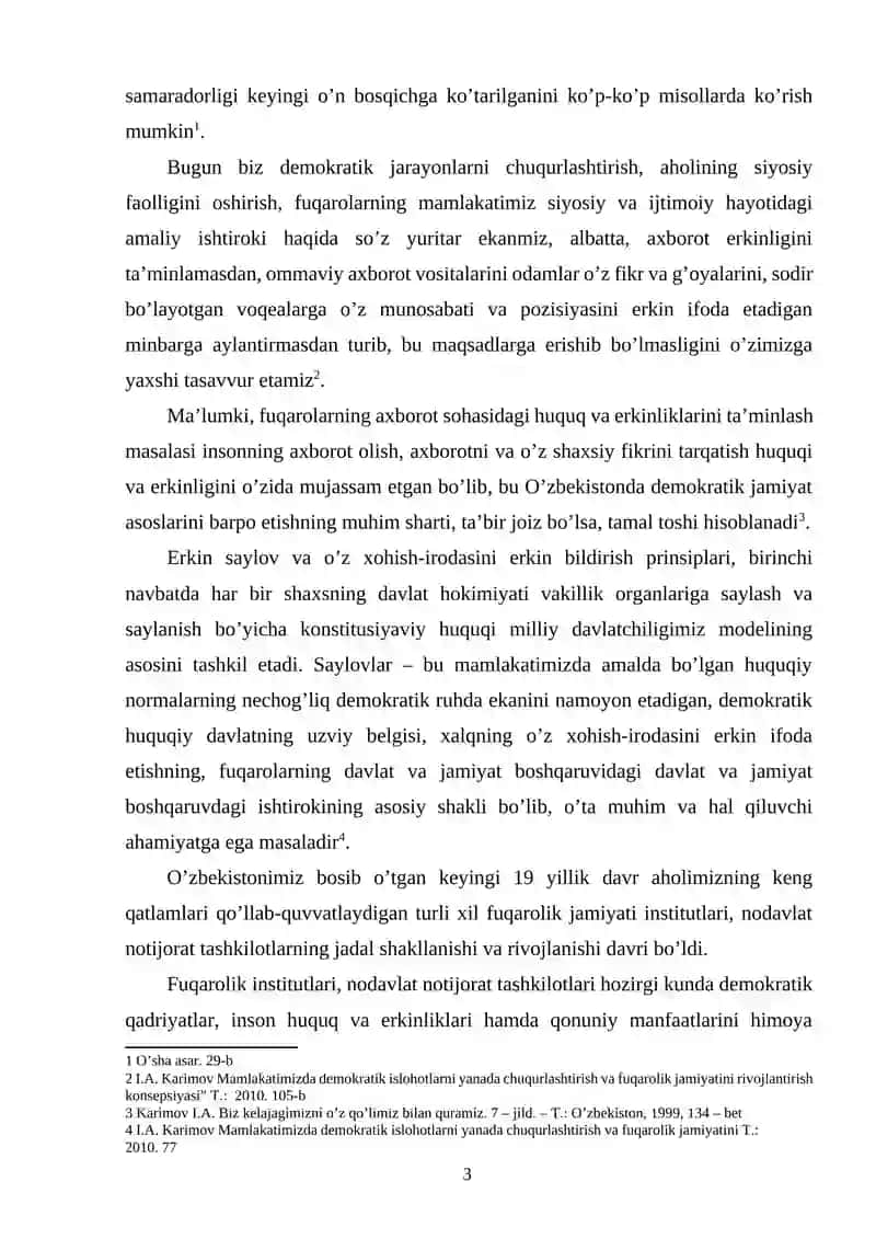 O'ZBEKISTONDA DEMOKTRATIK FUQAROLIK JAMIYATI ASOSLARINING SHAKLLANISHI VA AMALGA OSHIRLGAN SIYOSIY ISLOHOTLAR 3