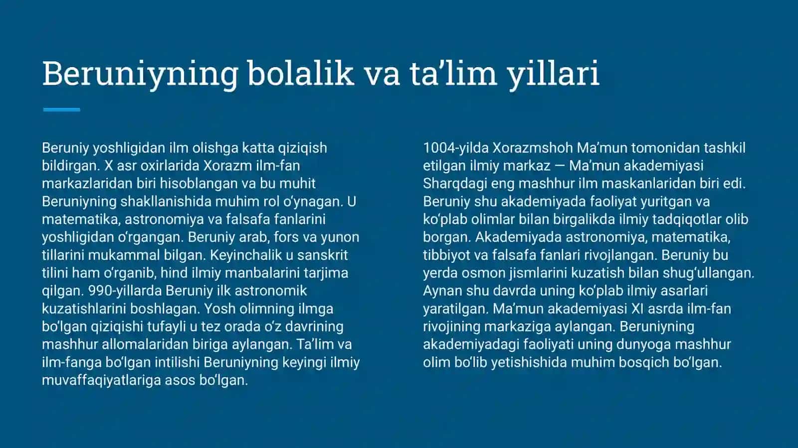 Abu Rayhon Beruniyning jahon ilm-faniga qo‘shgan hissasi 3