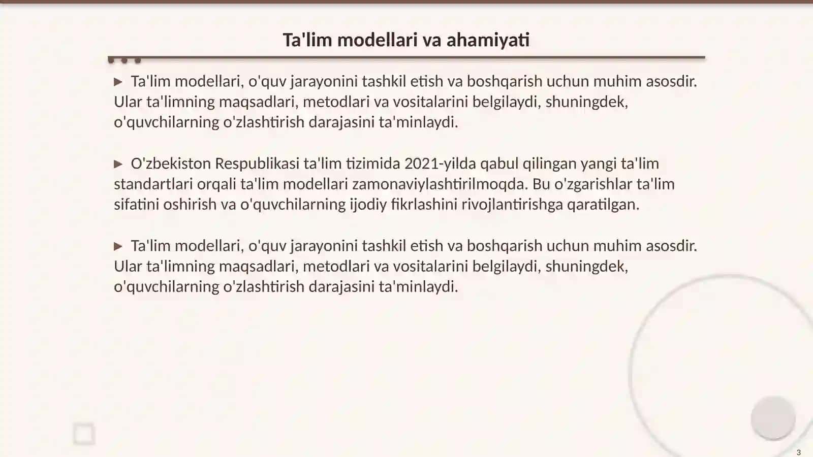 Ta'lim modellari 3