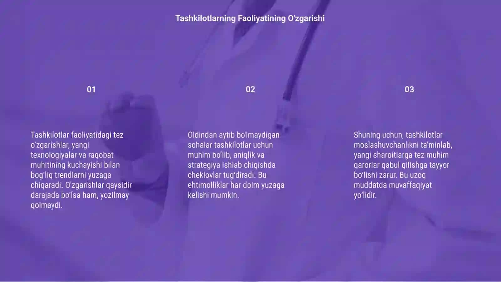 Tashkiyotlar Faoliyat Olib Boradigan Tez O'zgaruvchanva Oldindan Aytibbo'lmaydigan Sohalar 3