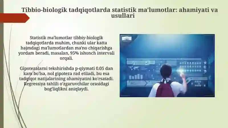 Tibbiy-biologik tadqiqotlarda statistik ma'lumotlarni qayta ishlash usullari 3