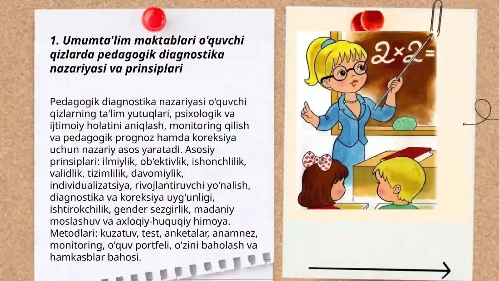 Pedagogik diagnostika va korreksiyani tashkil etishi Umumta'lim maktablari o'quvchi qizlar 3