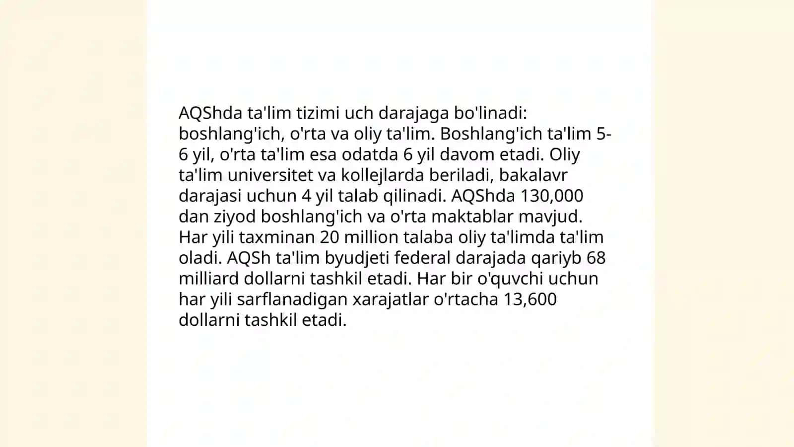 Davlatlarda taʼlim tizimi 5ta davlatda 3